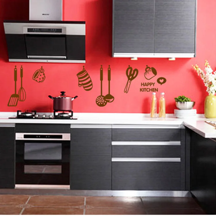 

Cartoon Kitchenware Kitchen Wall Stickers Refrigerator Restaurant DIY Removable PVC Wall Paste Decoration Furniture Stickers