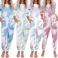 women plus size 2 piece gradient tie dye sweatsuit set long sleeve tops drawstring jogger pants tracksuit loungewear