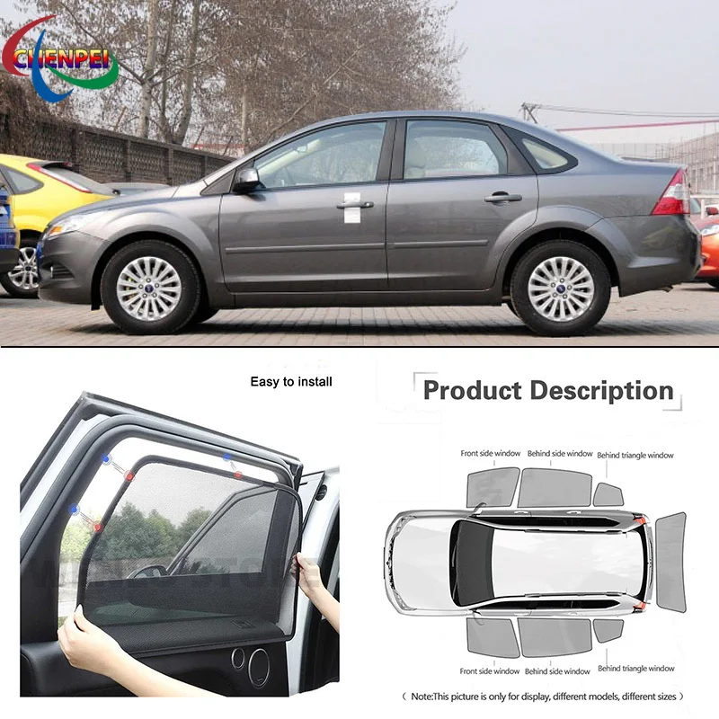 For Ford Focus Sedan Car Full Side Windows Magnetic Sun Shade UV Protection Ray Blocking Mesh Visor Car Decoration Accessories