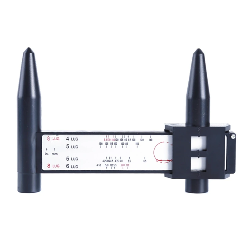 

Wheel Rim Bolt Pattern Sliding PCD Measuring Tool Gauge Ruler 8 Holes PCD Ruler Lugs Hub Pitch Measurement Tool