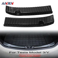 inner outer stainless steel rear bumper foot plate trunk door sill guard protector cover for tesla model 3 y 20182021 2pcsset