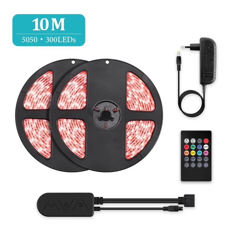 5050 300LEDs 10M Светодиодный светильник RGB 5 м/10 м 2835/5050 водонепроницаемая светодиодная лента с пультом дистанционного управления и Bluetooth контроллером для домашнего декора светильник ing - Испускаемый цвет: 5050 300LEDs 10M