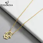 Ожерелье Todorova из нержавеющей стали с подвеской Хамса для женщин и мужчин, амулет золотого цвета, рука Фатимы, чокер, исламские ювелирные изделия