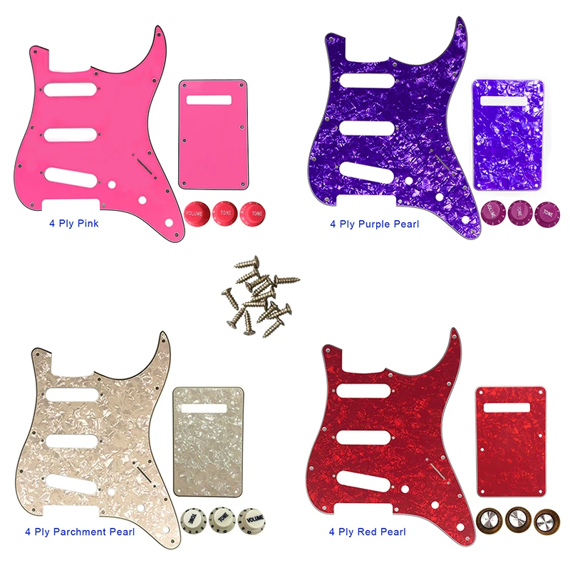 

Pleroo Guitar Pickguard - For USA\ Mexico Fd Strat 72' 11 Screw Hole Standard St & Back Plate & Control Knob Multi Color Choice