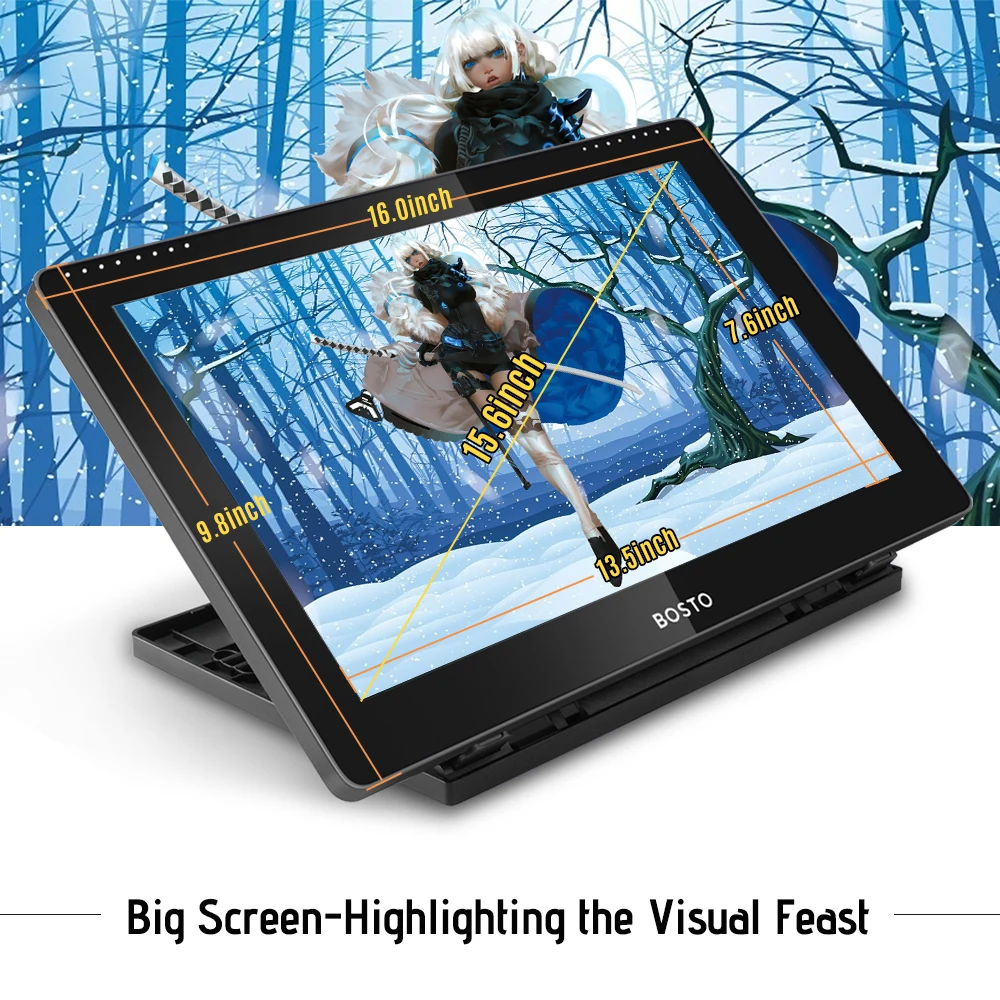BOSTO BT 16HD IPS HD графический монитор Рисование цифровой планшет Пассивная технология