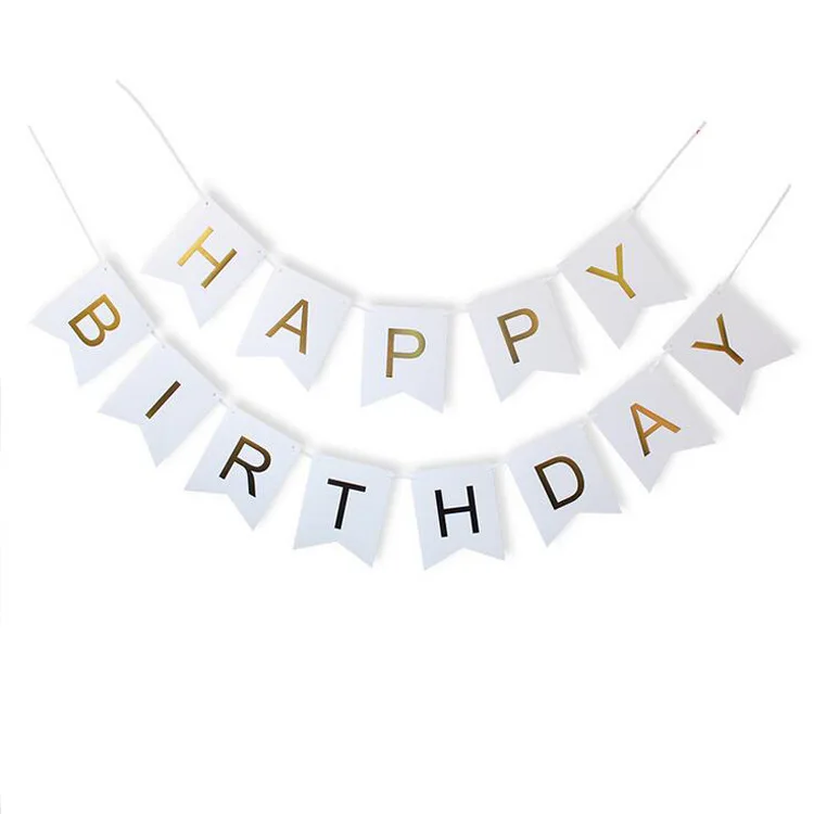 

Birthday Banner Paper Bunting Garland Banners Happy Birthday Decor Baby Boy Girl Party Supplies Gold Pink Silver Party Supplies