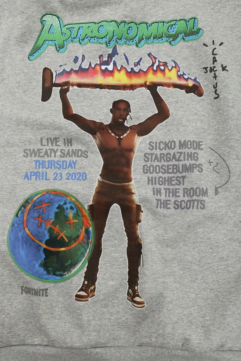 

Travis Scott Sweatshirt 20SS Solid Color Flame man Women Men 1:1 Top Quality Hoodies Plus cashmere Pullover