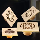 Античный латунный Цветок Искусство Резной Европейский пол стока квадратная фотолампа Антикоррозийные принадлежности для ванной двойного использования домашний инструмент