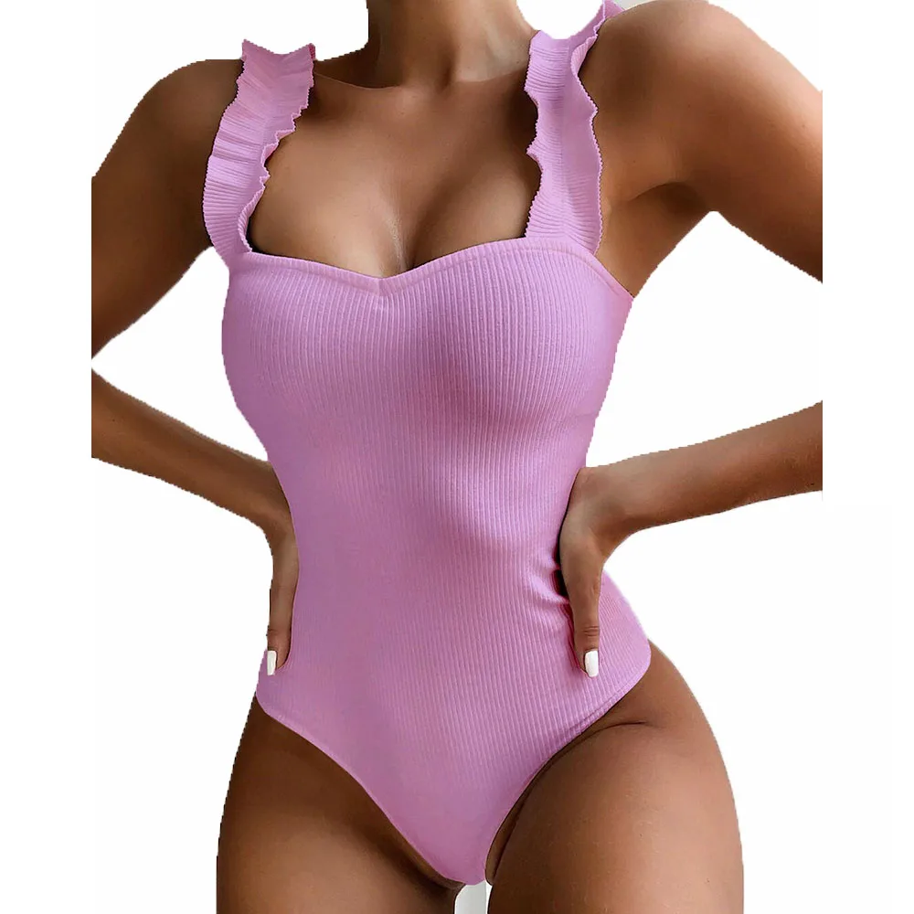 

2021 Summer Women's Beach Bikini Solid Color Matching Sexy Swimsuit