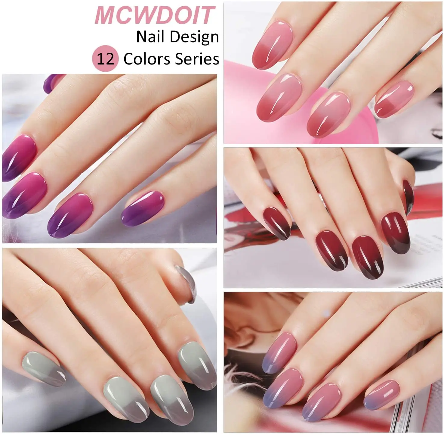 Набор порошка с изменением температуры 12 цветов акриловый стартовый набор для