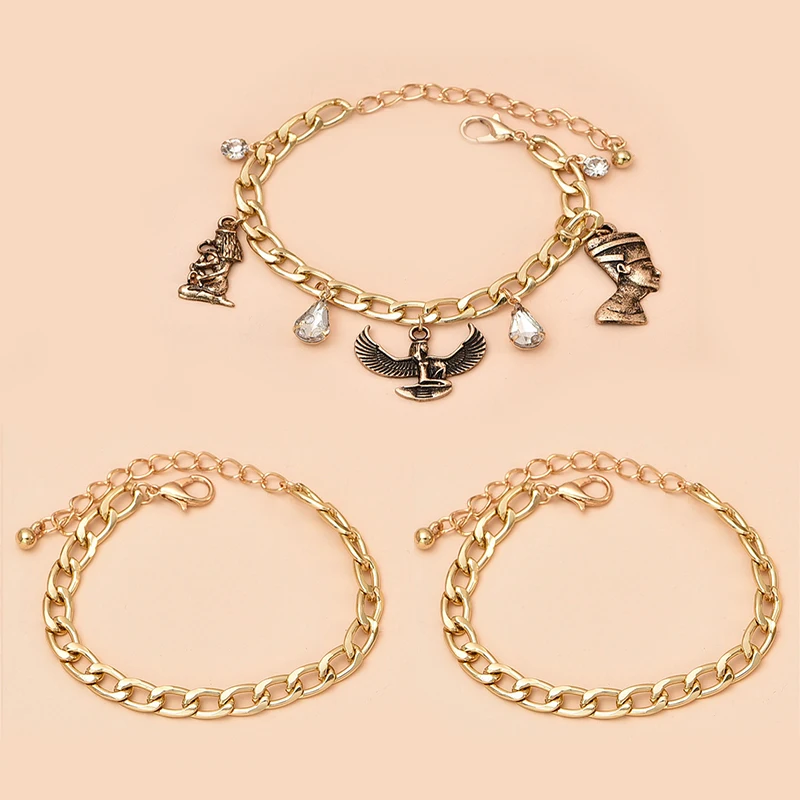 Комплект женских браслетов в стиле ретро ювелирные украшения панк для