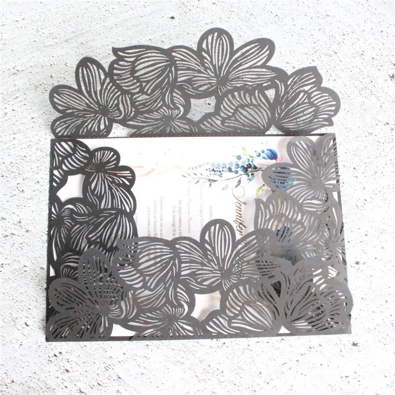 Лепестковая пригласительная карта сложенная лазерная резка для свадьбы