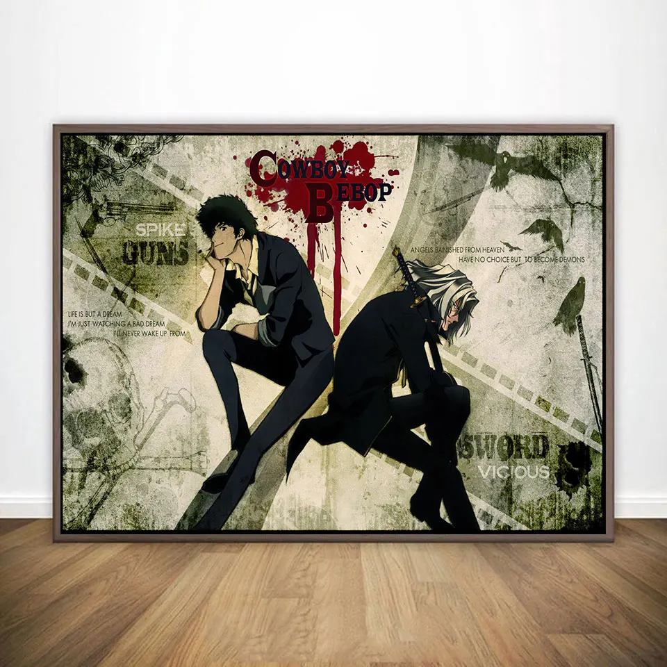 Ковбой Бибоп Спайк шелковая Плакаты и декоративное настенное Искусство Рисунок