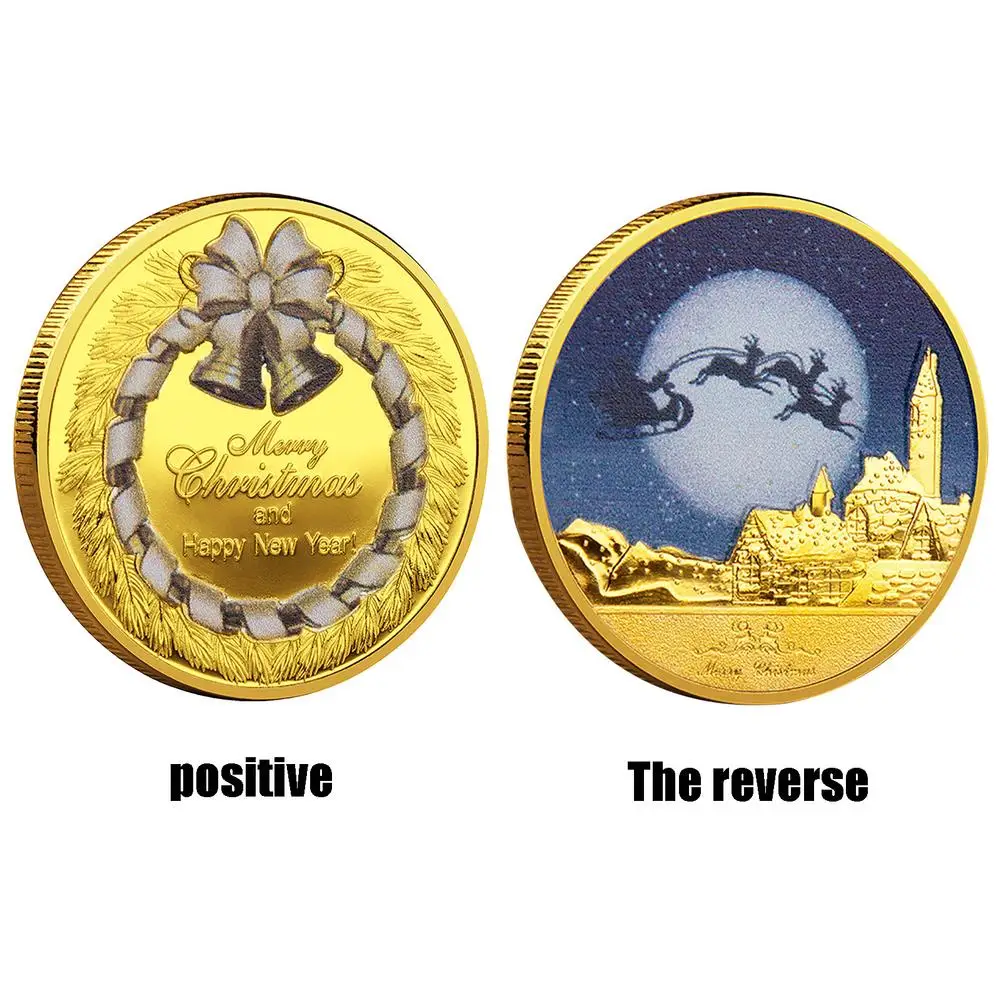 

Рождественские монеты, Счастливого Рождества, коллекционная позолоченная сувенирная монета, памятная монета на новый год 2022, рождественск...