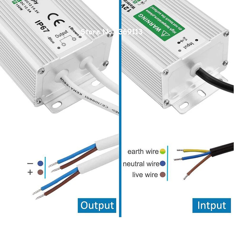Водонепроницаемый IP67 Светодиодный драйвер Ac dc 12V/24V 10W 15W 20W 25W 30W 36W 45W 50W 60W 80W 100W 120W 150W
