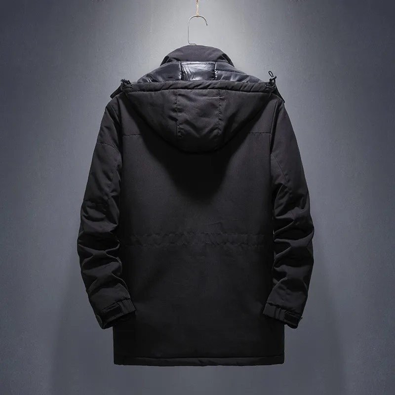 Зимняя куртка для мужчин парки пальто с толстым и теплым меховым капюшоном