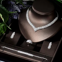 hibride leaf design cubic zirconia dubai bridal jewelry set 4pcs necklace earring sets cz nigeria women wedding jewelry n 881