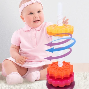 Spin Again Stacking Blocks Baby Educational Toys For Children 0-12
Months Gift Rainbow tower Colorful Plastic jenga stacker gift