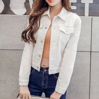 new long sleeve autumn slim white black jeans top for women solid denim jacket women cropped jacket ladies 2021 new arrival