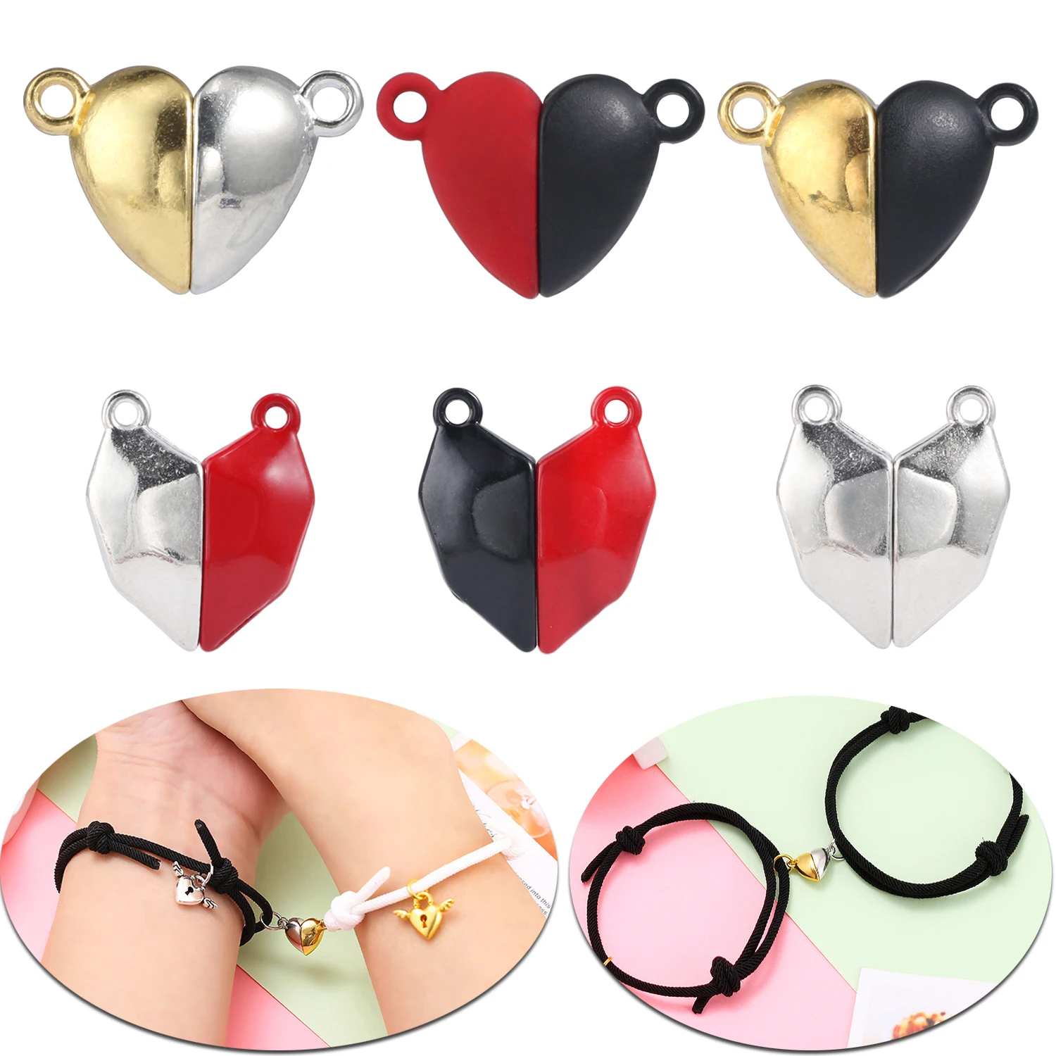 

5set/Lot Heart Magnetic Clasp Connector Buckle Stopper For Diy Bracelet Necklace Women Lover Couple Jewelry Making Findings