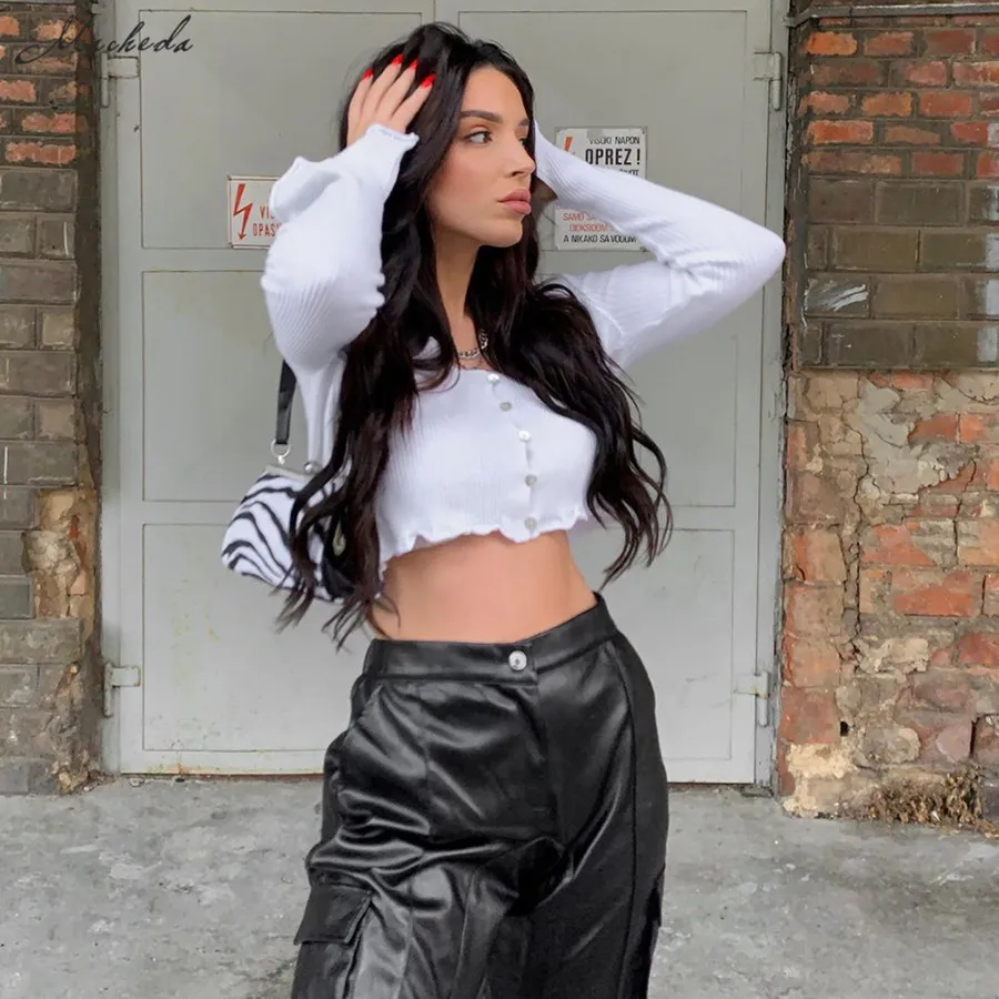 Женский офисный Топ macheda белый тонкий базовый ребристый укороченный топ с