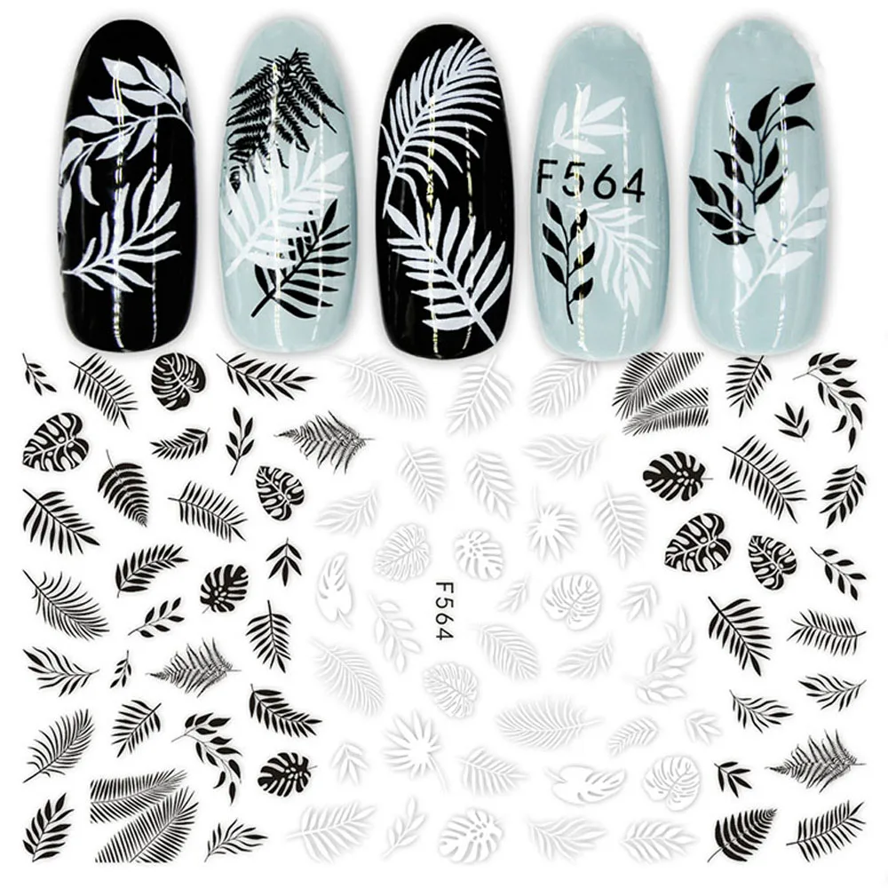 Самоклеющиеся наклейки для ногтей в стиле ретро с листьями джунглей 8 х10 см 10