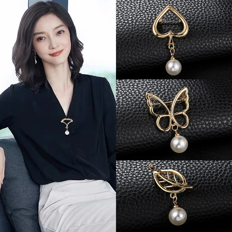 1 шт. простой глянцевый Сплав Брошь для женщин костюм аксессуары жемчужные бусины