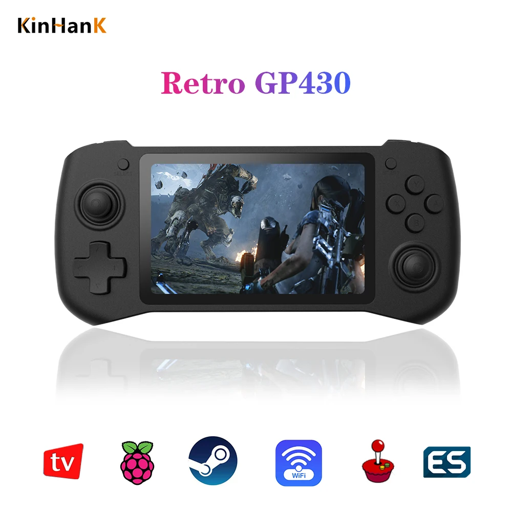 Kinhank GP430 Retro Game Console 4.3 Inch IPS Screen Raspberry Pi Handheld Video Player Dual Rocker Support Mini HD Out | Электроника