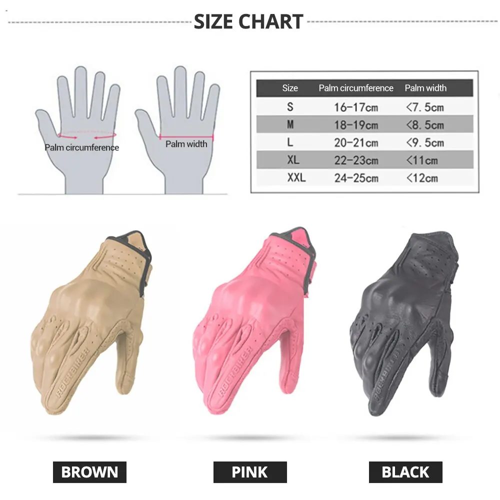 

Perforated Real Leather Motorcycle Gloves Breathable Moto Motocross Gloves Touch Function Motorbike Racing Gloves