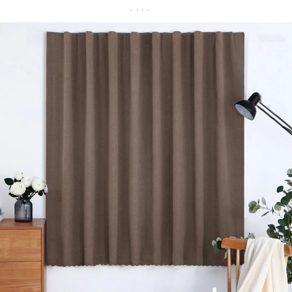 YanYangTian magic tape linen curtains for bedroom living room hall Blackout doorway curtains opaque with thermal insulation
