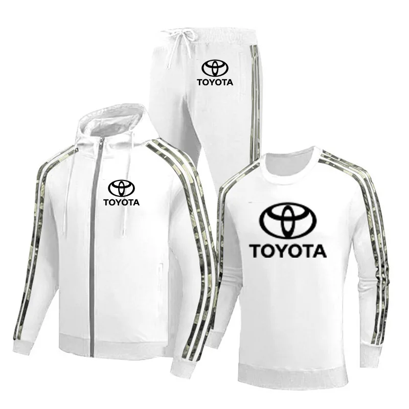 

Мужская повседневная куртка на молнии с логотипом автомобиля Toyota, хлопковая модная мужская куртка + свитер + брюки, костюм из трех предметов,...