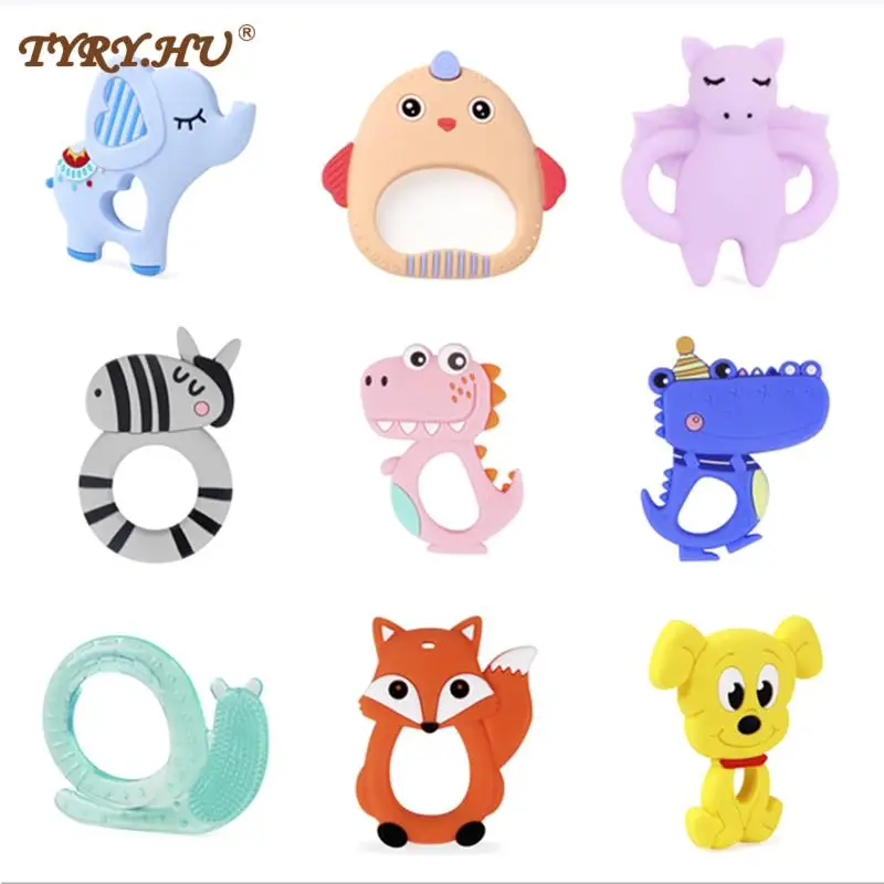 TYRY.HU-mordedores de silicona para beb&eacute;, producto de dentici&oacute;n para beb&eacute;, perro, dinosaurio, Koala, accesorios para cadenas de chupete sin BPA-0