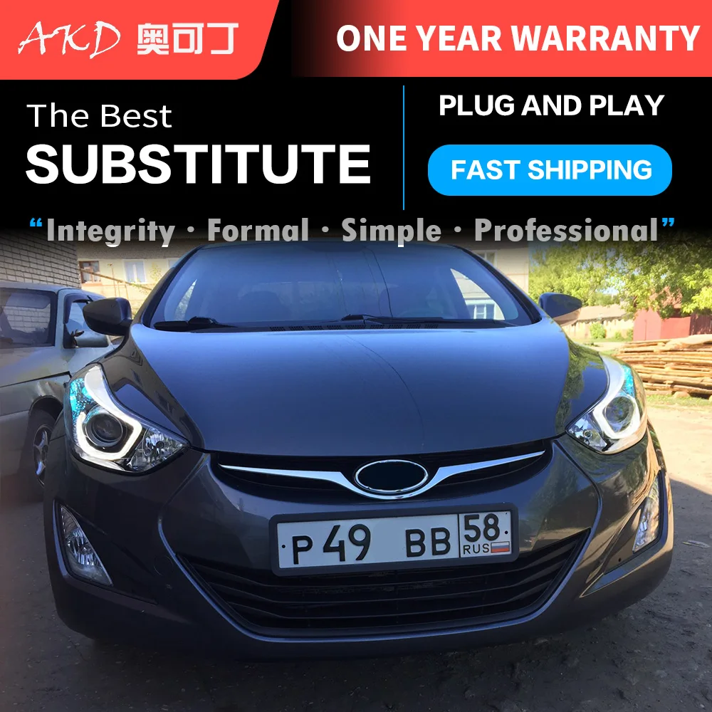 АКД автомобильного тюнинга фар для Hyundai Elantra 2012 2016 светодиодные фары DRL