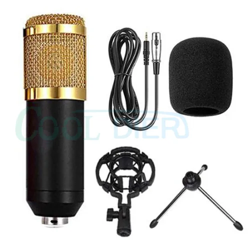 black with tripod Прохладный DIER BM800 профессиональный конденсаторный микрофон с ударным креплением Mikrofon конденсаторный звукозаписывающий микрофон для радио braodcasing - Цвет: black with tripod