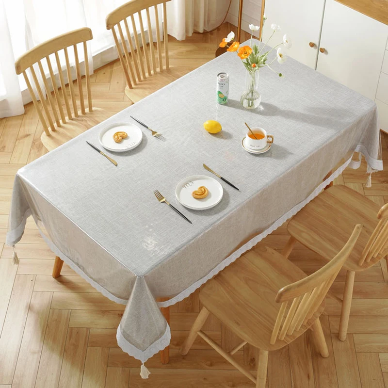 Lace Clear Tablecloth Transparency PVC Table Cloth Vinyl Waterproof Oilproof Kitchen Dining Cover for Rectangular | Дом и сад