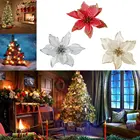 Декоративный цветок, Рождественский Блестящий искусственный цветок, украшение для рождественской елки, вечерние 2022, Новогоднее украшение, подарок