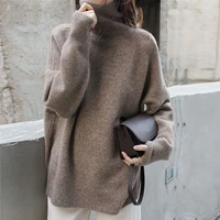 autumn winter women turtleneck sweater oversize wool warm pullovers sweater long sleeve cashmere loose jumper