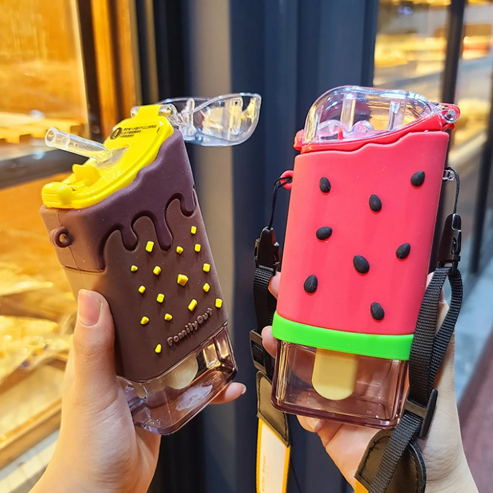 

Cute ice cream popsicle water bottle fruit Watermelon flask suitable for adults and children shopping BPA Free