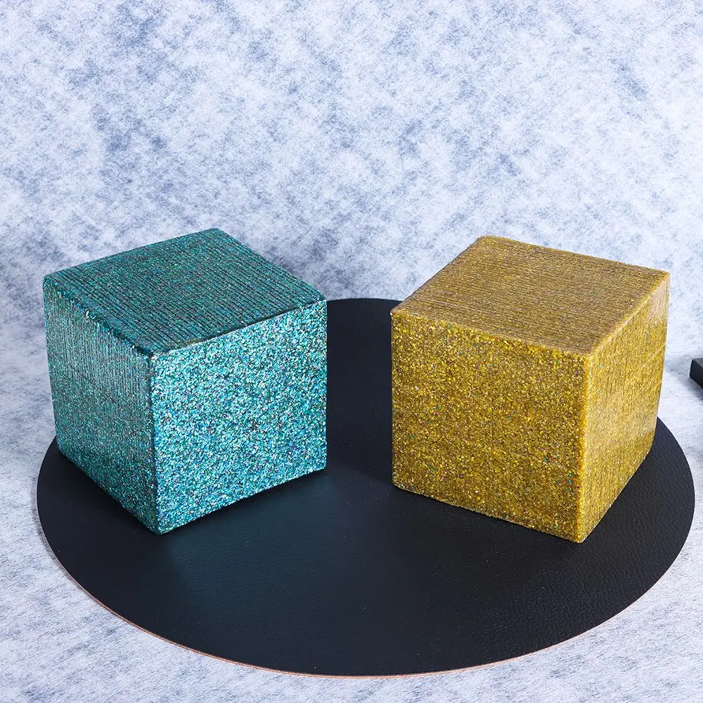 1PC Handmade Statue Shining Yellow Blue Color Magical Cube Plating Decoration Crafts Sculpture Magik Chroma Gift | Дом и сад