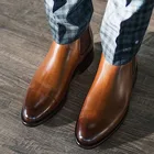 Осенне-зимняя мужская обувь, ботинки челси, трендовая британская ветрозащитная обувь, мужские кожаные ботинки, желтая повседневная обувь, мужские ботинки