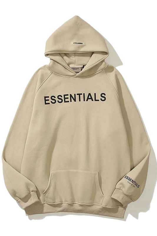 

OF FEAR FOG Double ESSENTIALS laminated three-dimensional letter sweater hoodie men plus velvet jacket