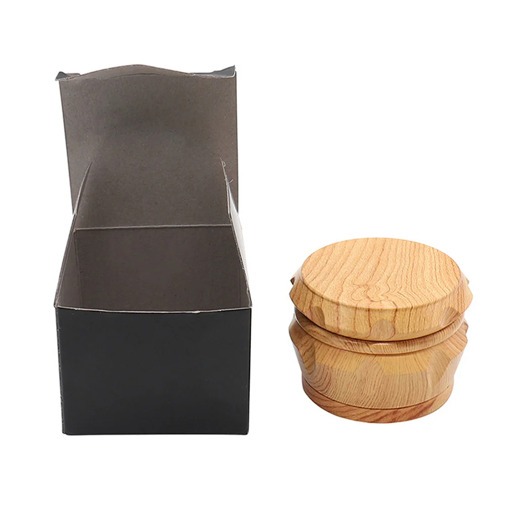 

1pc 40mm Tabla Smoke Grinder Wooden and Zinc Alloy Drum Shape Grinder 4 Layers for Home (Random Color)