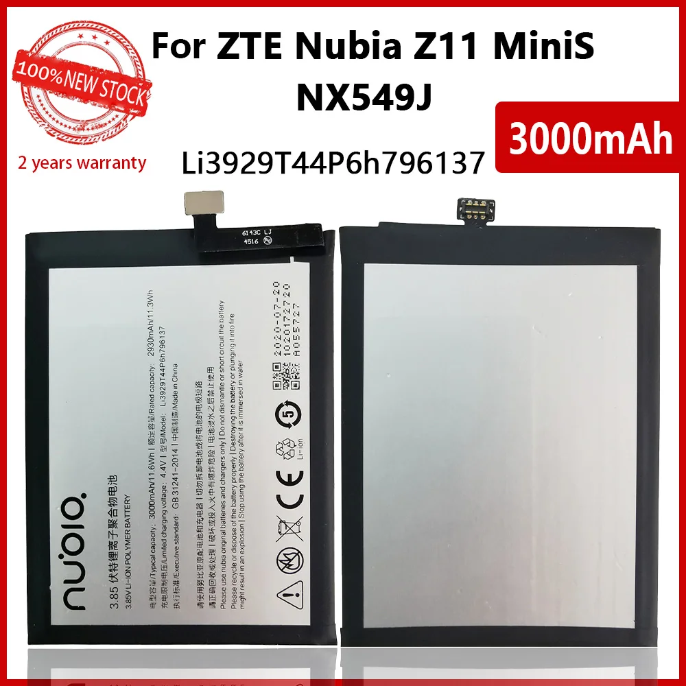 100% Оригинальный аккумулятор 3000 мАч Li3929T44P6h796137 для ZTE Nubia Z11 Mini S Z17 MiniS NX549 NX549J NX569 NX569J