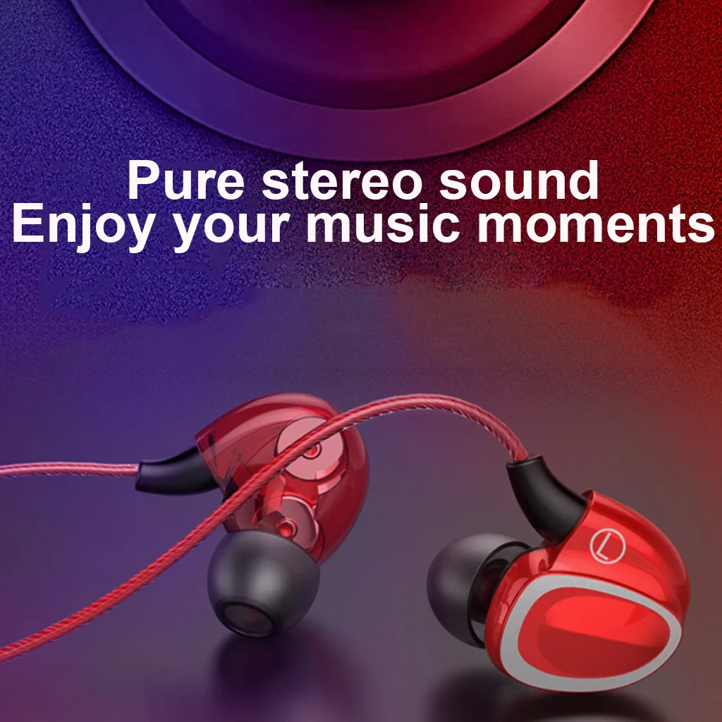 HIFI Earphone Dual Dynamic Driver 3.5MM Headset Bass Stereo Earbuds With Mic | Электроника