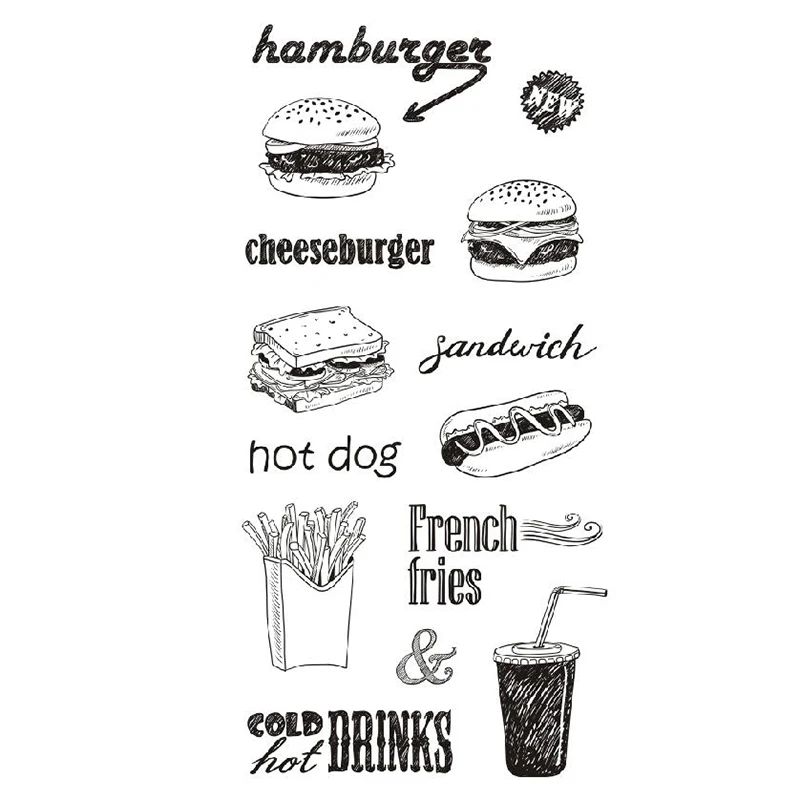 

Fast Food Stamps Scrapbook Photo Album Accessories Clear Hamburgers Stamps