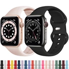 Мягкая силиконовая лента для наручных часов Apple Watch серии 6 SE 5 4 3 2 1 44 мм 40 мм резиновый ремешок для наручных часов iWatch, версия 45, 42 мм, 38 мм, браслет