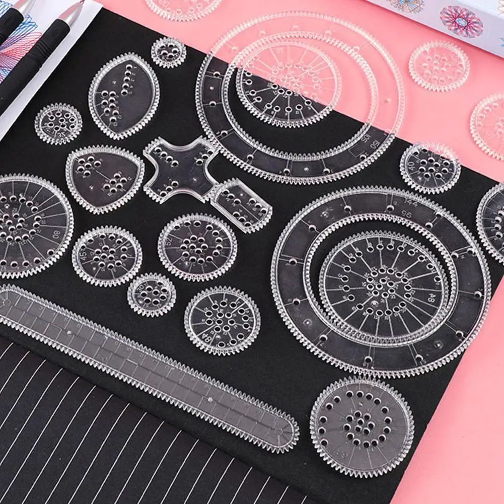 

10/12/20pcs/lot Transparent Drawing Template Ruler Spirograph Geometric Rulers Stationery For Student Drawing Board Ruler