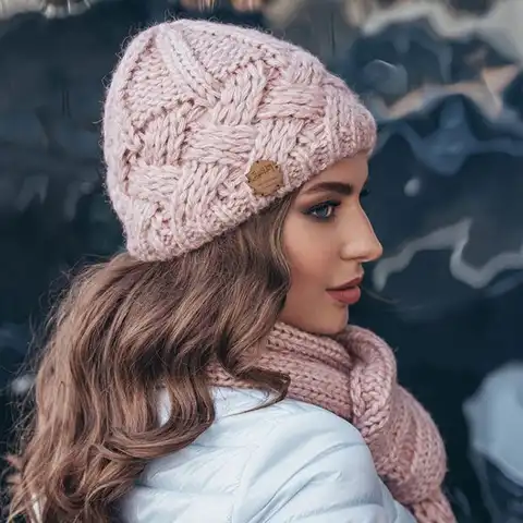 Модная зимняя шапка, женская Осенняя шерстяная теплая Вязаная шапка-бини, плотная эластичная шапка для девушек, женская шапка в стиле ретро