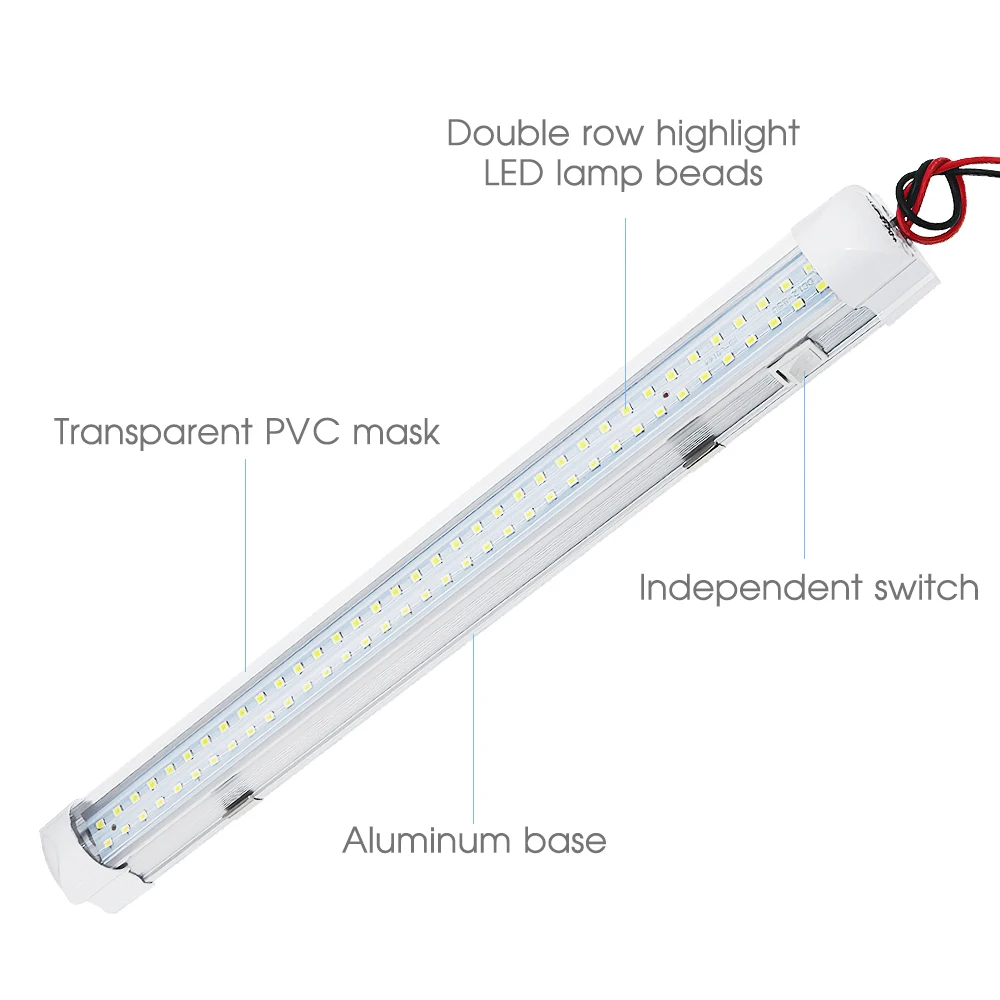 Barra de luz LED de 72 LEDs para armario, lámpara de cama de 12V para debajo del armario, luz nocturna para vehículo recreativo, armario, escaleras, cocina y dormitorio