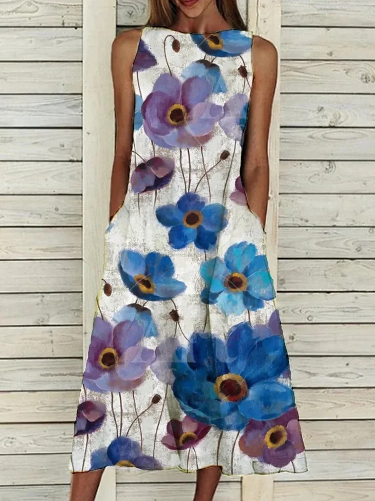 

2021 Summer Women's Chiffon Flower Print Beach Dress Casual Long Sleeve Short Dress Female Boho Leisure A Line Party Vestidos